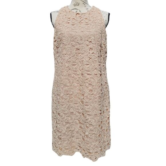 Carmen Marc Valvo MSRP $595 Blush Cream Cocktail Mini‎ Dress NWT Women Size 8 - Picture 1 of 10